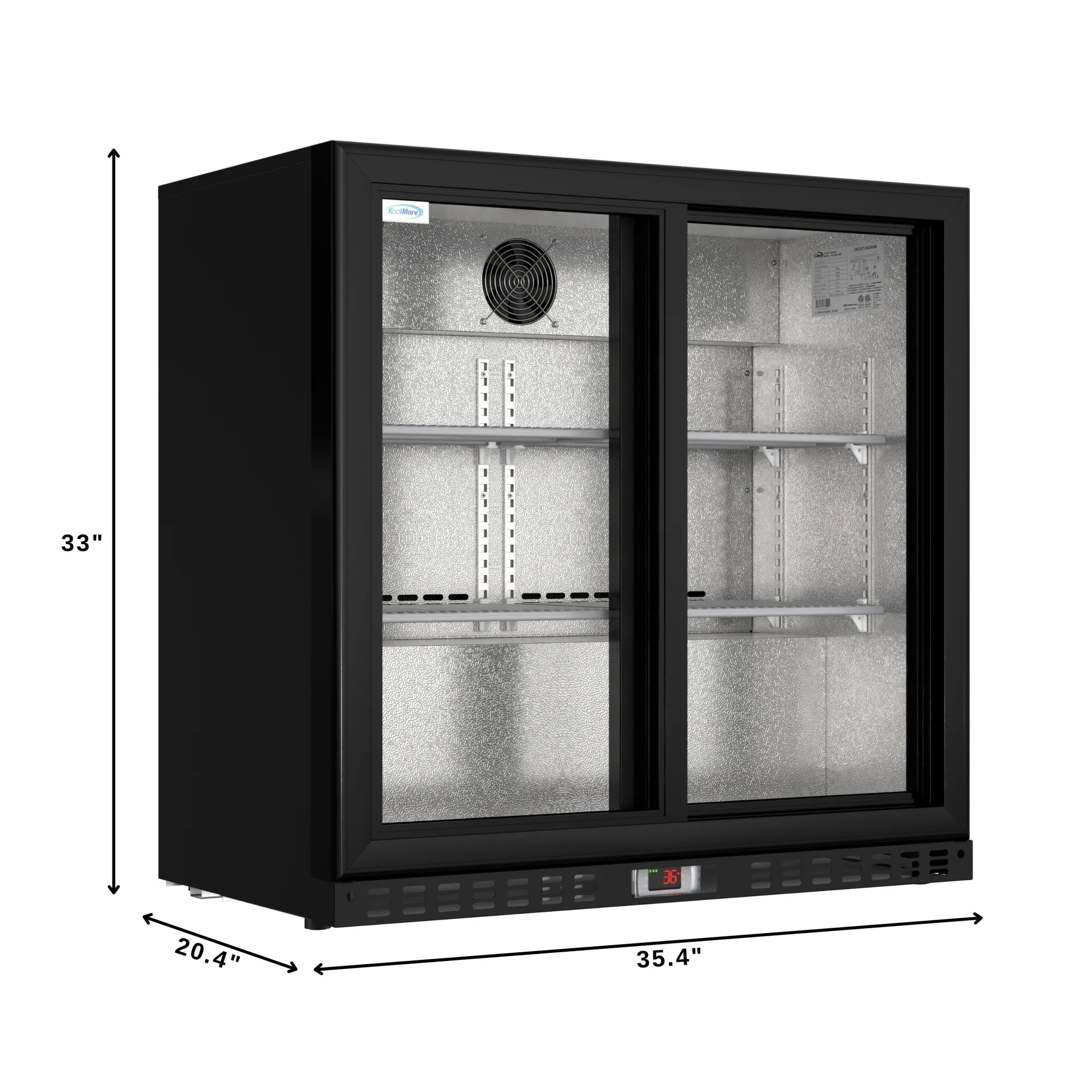 Two-Door Back Bar Refrigerator - 7.4 Cu Ft. 35 In.
