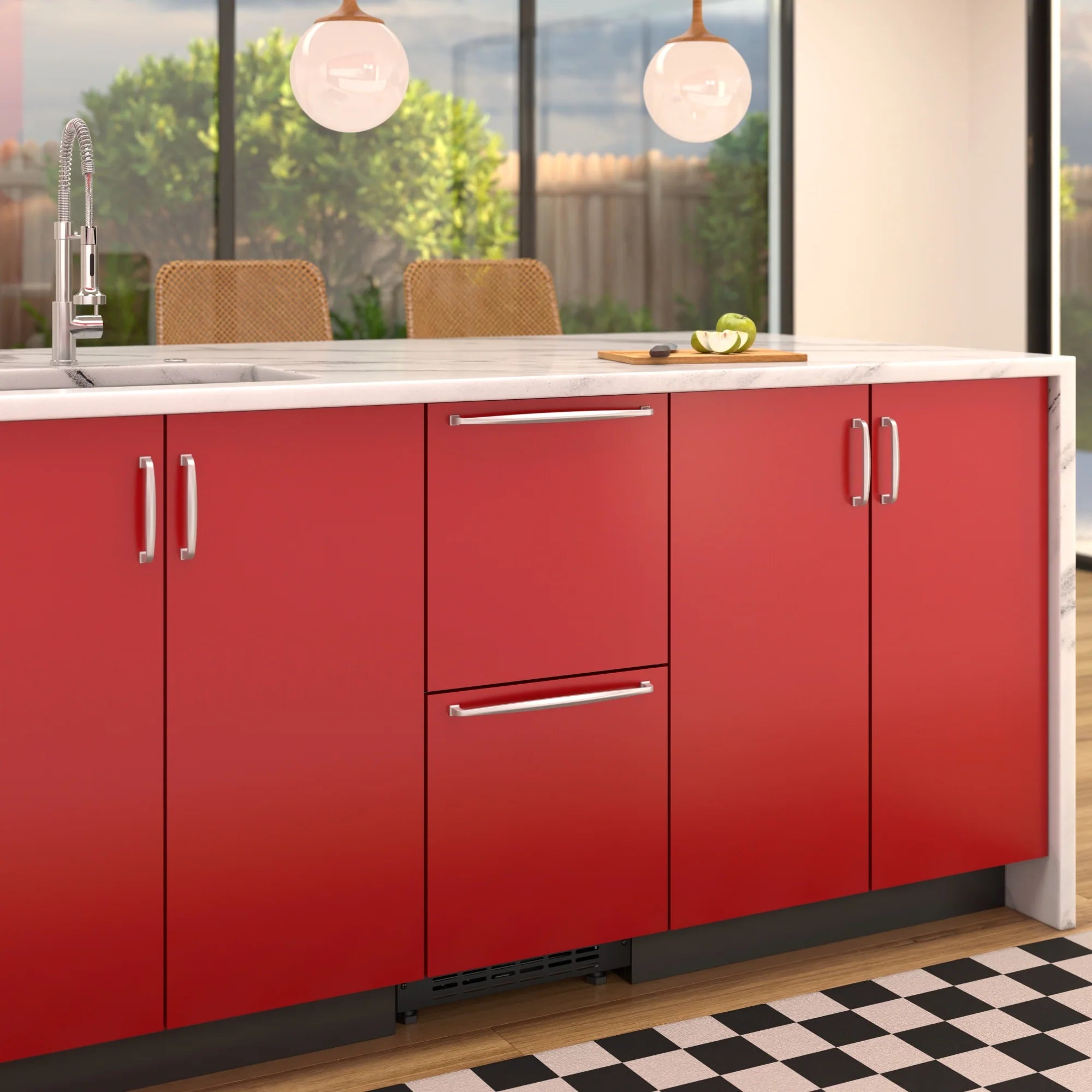 Panel Ready Built-in Double Refrigerator, Frost-Free Undercounter Fridge with Digital Temperature Control and Stainless-Steel Drawers, 15 In.