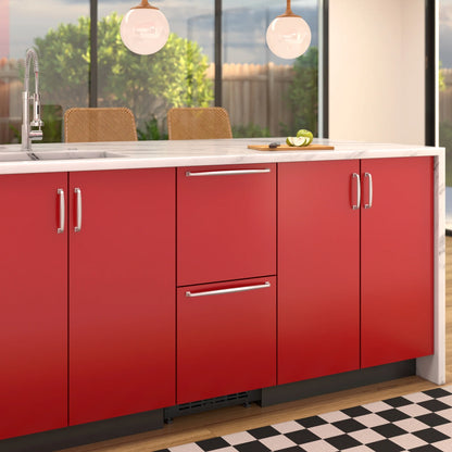 Panel Ready Built-in Double Refrigerator, Frost-Free Undercounter Fridge with Digital Temperature Control and Stainless-Steel Drawers, 15 In.