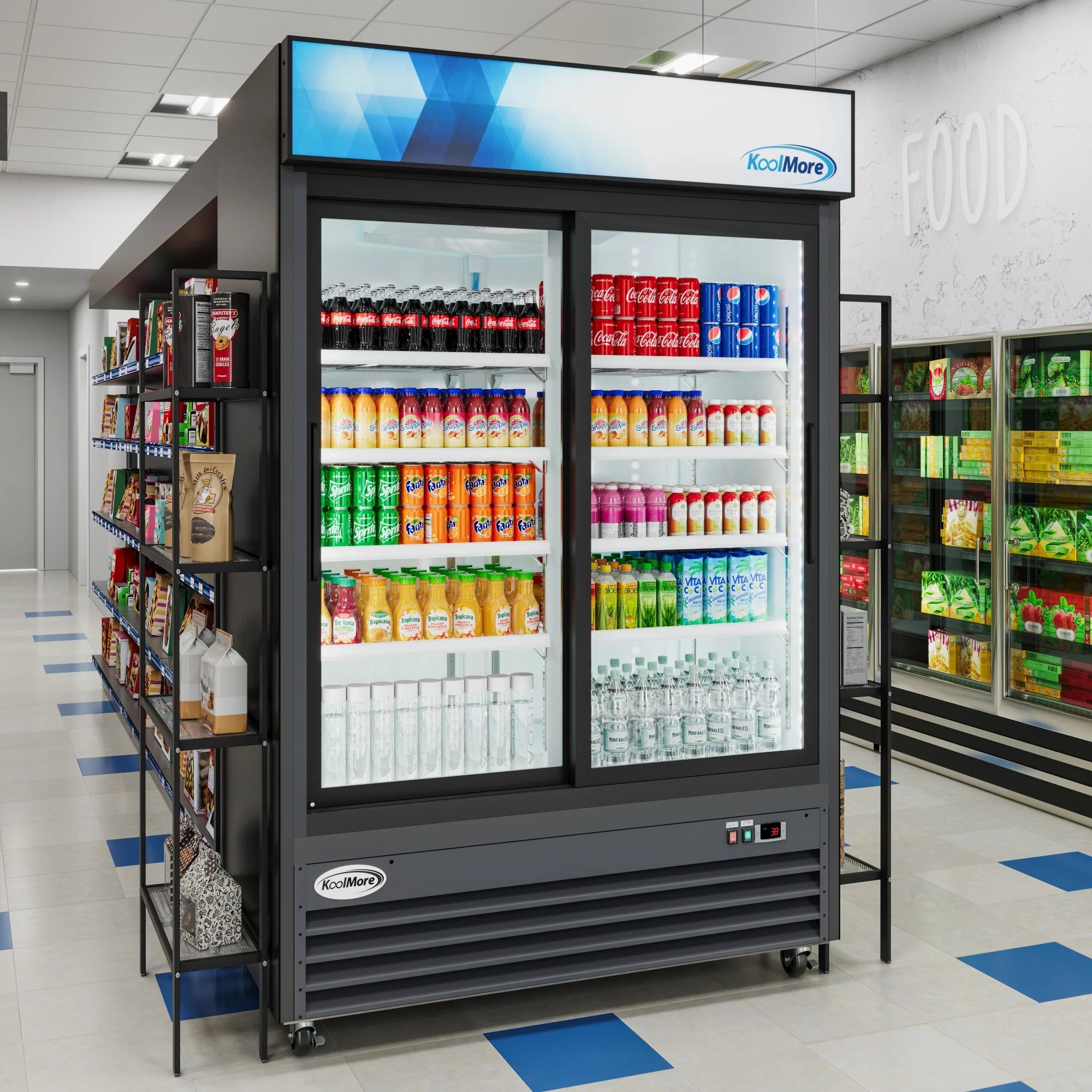 Two-Door Merchandiser Refrigerator 53in, 45 cu ft.