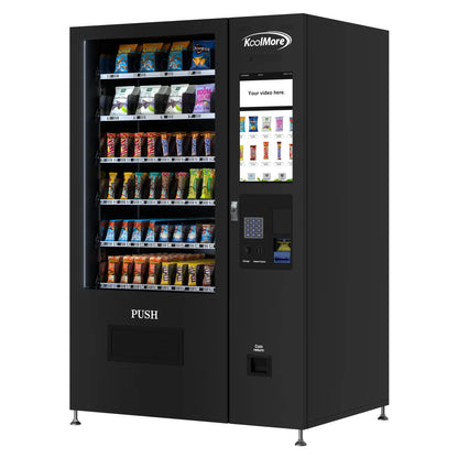 60-Slot Snack Vending Machine with 22-inch Touch Screen in Black, Non-Refrigerated., 50 In.