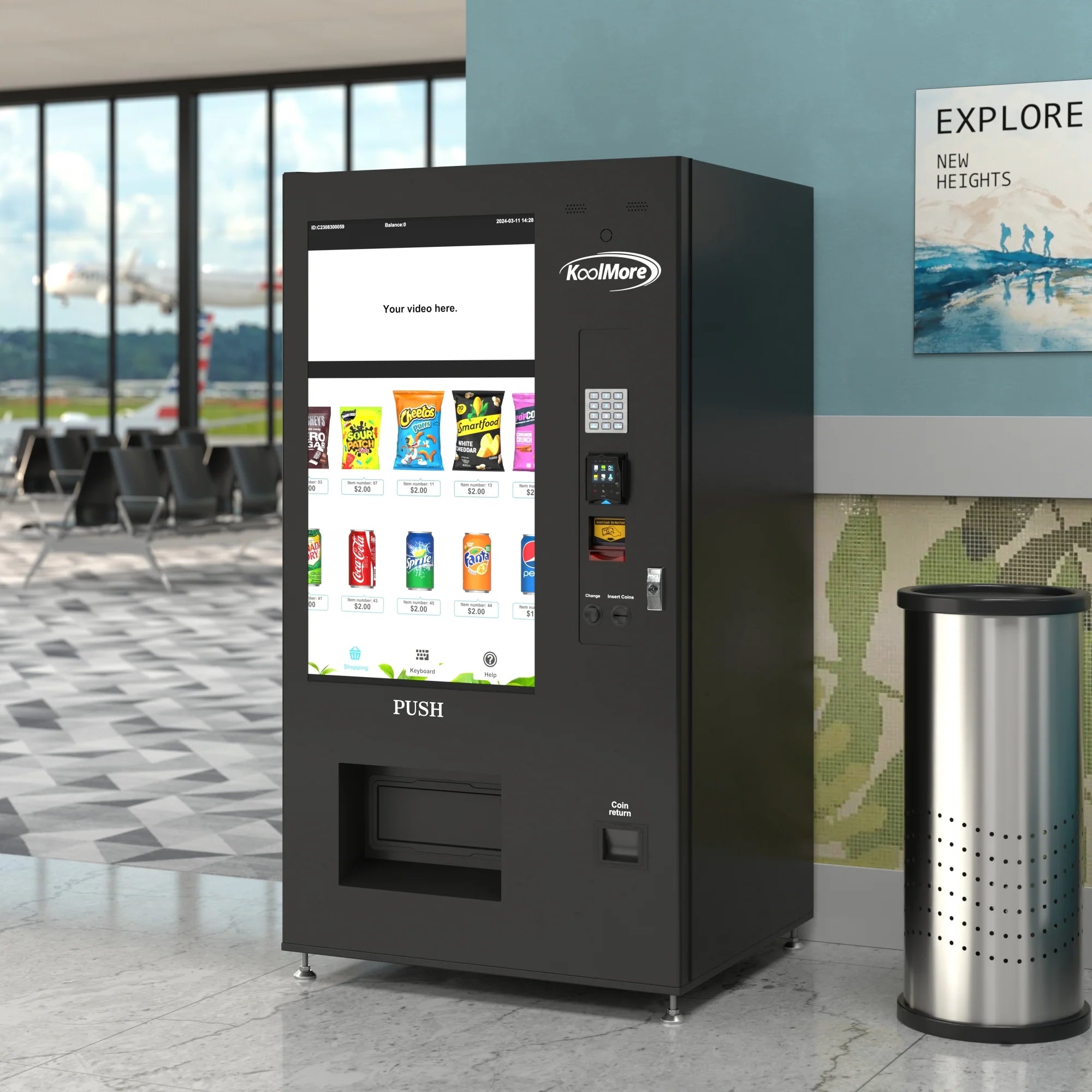 Refrigerated Snack Vending Machine with 48 Slots and Ample 49 in.Touch Display, Bill Acceptor, Credit Card Reader, Wifi, and 4G Connectivity in Black, 41 In.