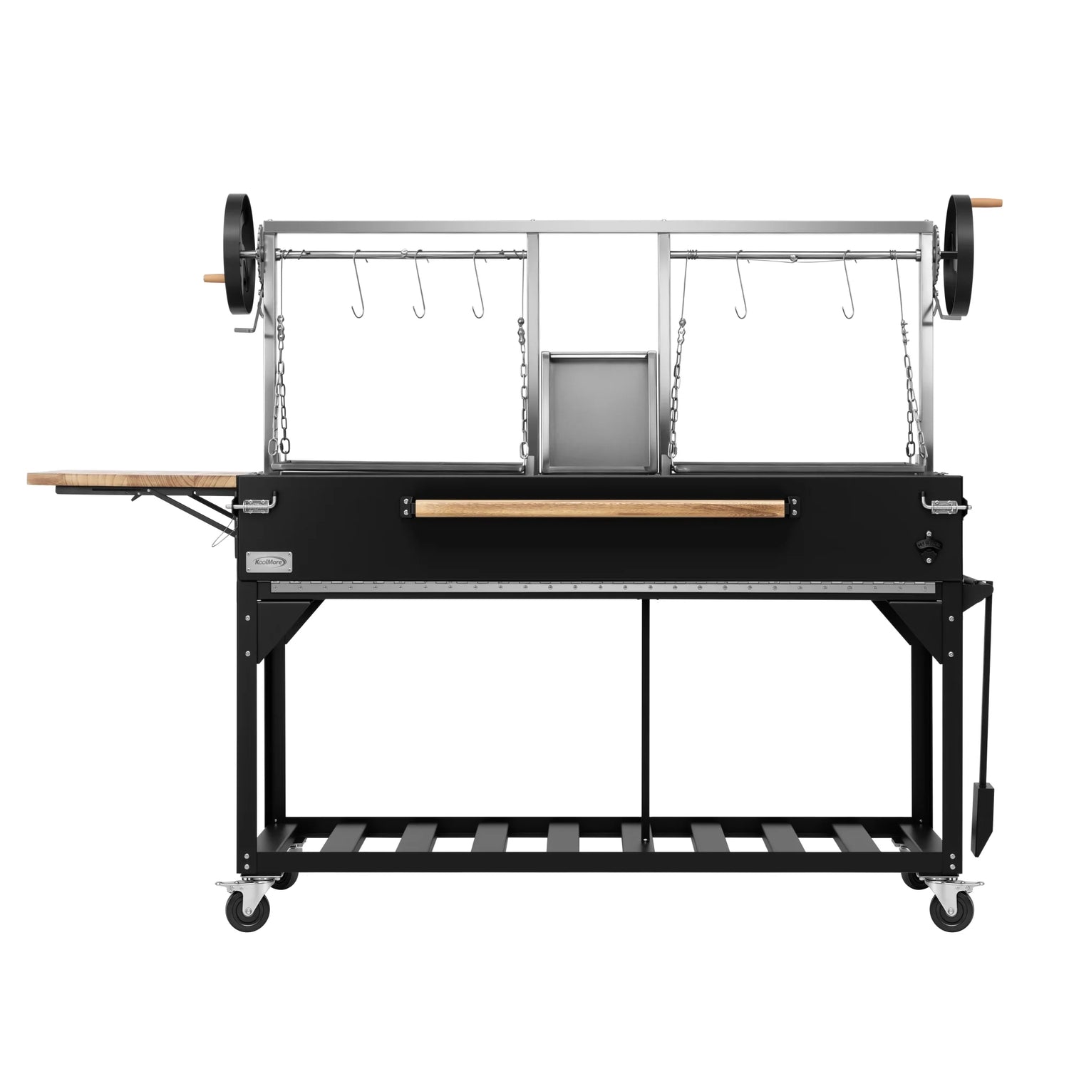 Argentine Santa Maria Charcoal and Wood Grill, Adjustable Outdoor BBQ, in Black, 92 In.