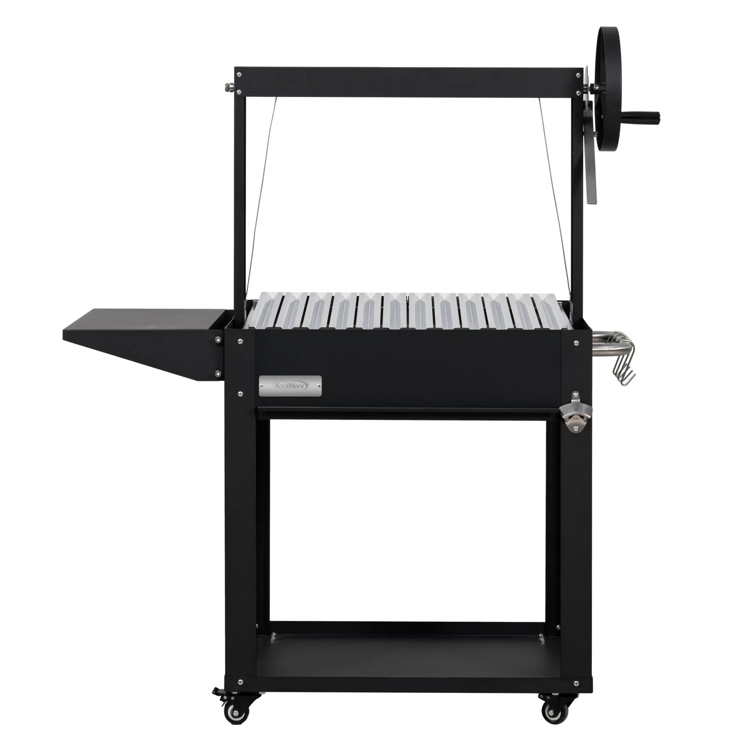 Argentine Charcoal Grill with Interchangeable V-Grates, Outdoor BBQ, in Black, 50 In.