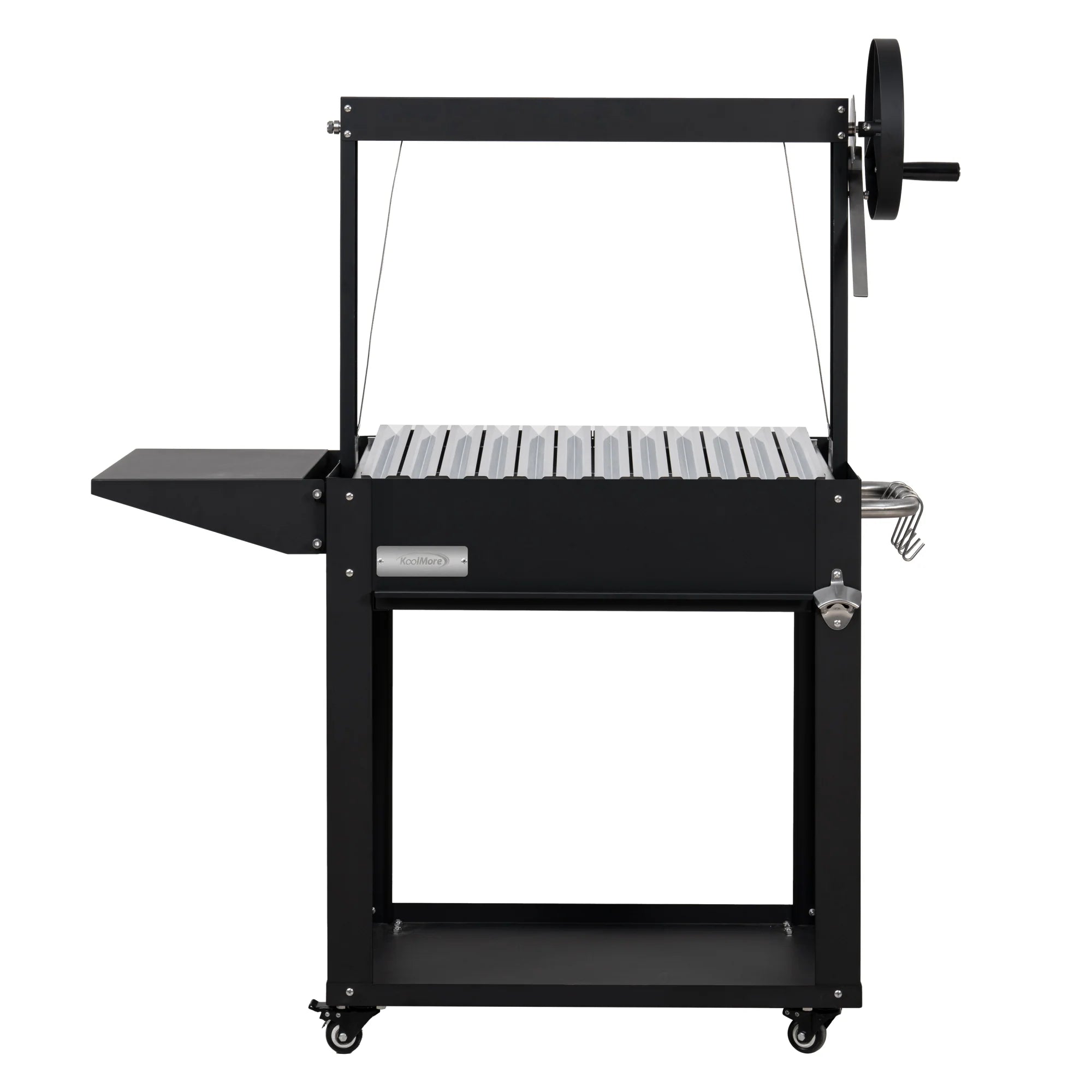 Argentine Charcoal Grill with Interchangeable V-Grates, Outdoor BBQ, in Black, 50 In.
