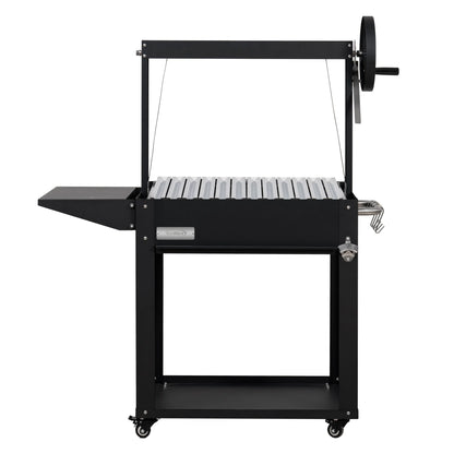 Argentine Charcoal Grill with Interchangeable V-Grates, Outdoor BBQ, in Black, 50 In.