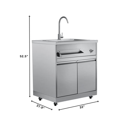 KoolMore Outdoor Kitchen Series Modular Kitchen with a Dual Fuel Pizza Oven, Refrigerator and Cabinet, Sink, 30 in. BBQ Grill And Grill Cabinet in Stainless-Steel