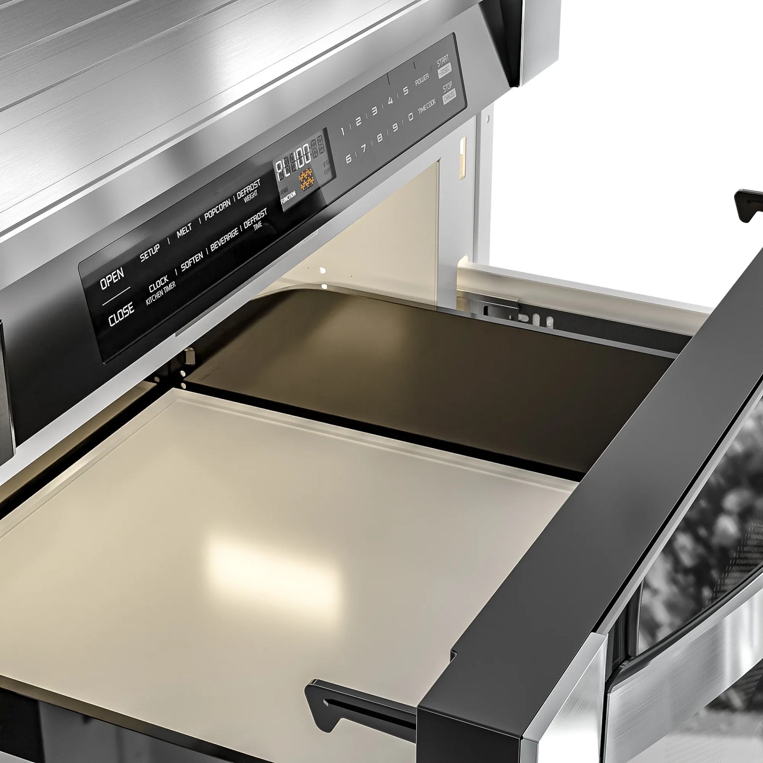 Stainless-Steel Microwave Drawer, Wall-Mounted with Flat Bottom,1.2 Cu. Ft., 24 In.