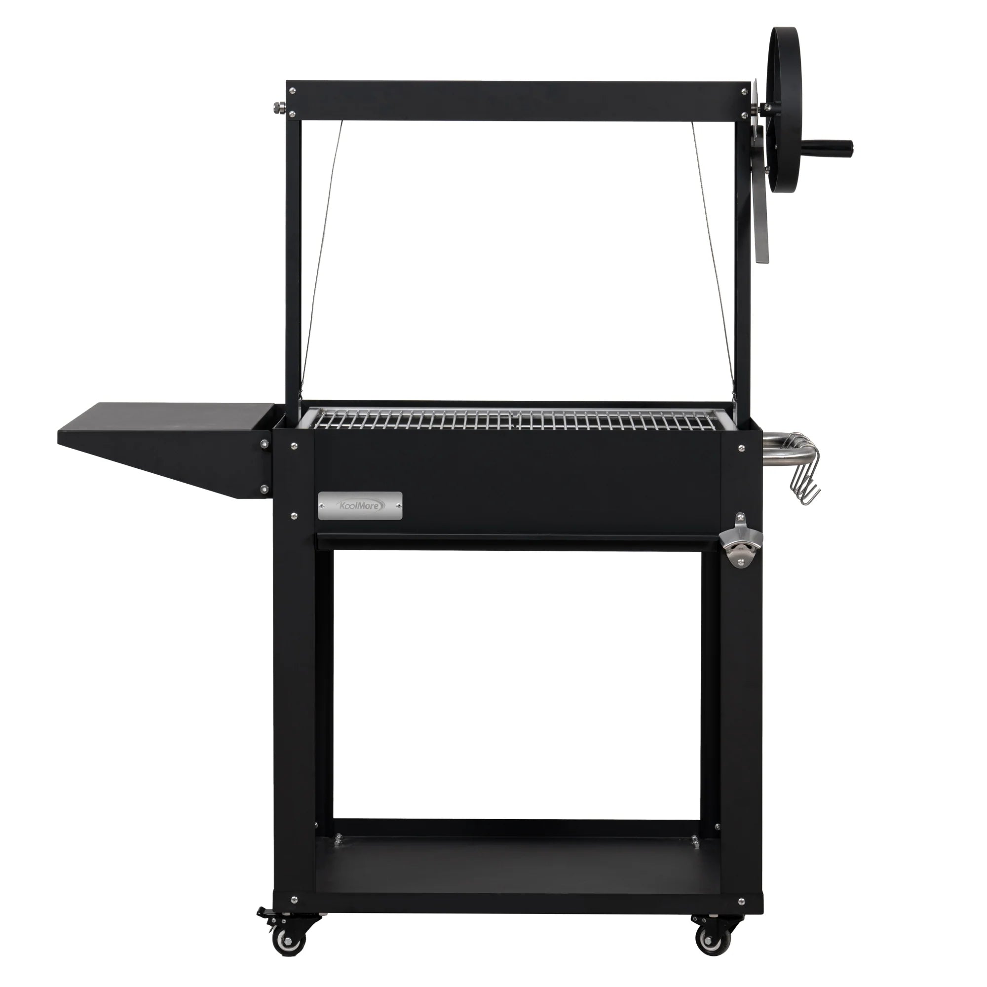Argentine Charcoal Grill, Adjustable Grate Outdoor BBQ, in Black, 50 In.