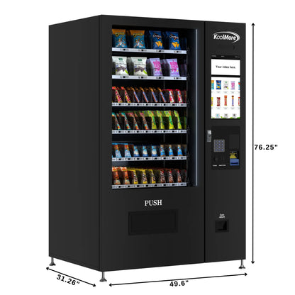 60-Slot Snack Vending Machine with 22-inch Touch Screen in Black, Non-Refrigerated., 50 In.