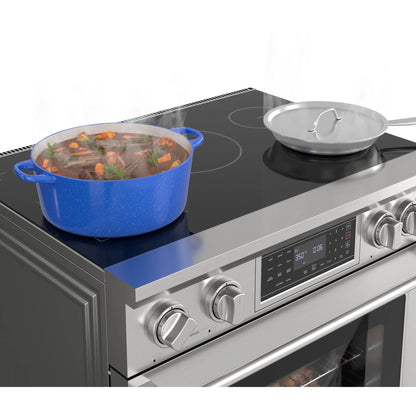 KoolMore Reserve 36 in. Electric Induction Range Oven with Ceramic Glass Cooktop, True Convection, 240V, 6.0 Cu. Ft., Air Fry, Sync Burners, CSA Certified in Stainless Steel