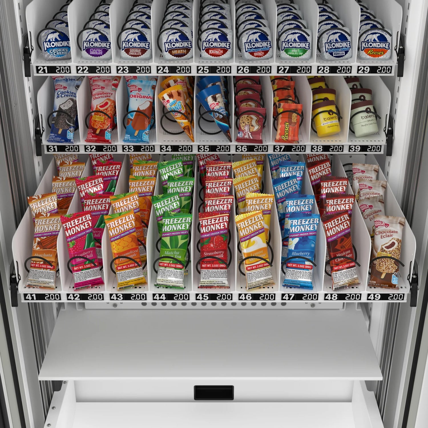 Commercial Freezer Ice Cream Vending Machine with 44 Slots, Ample 49 in. Touch Display, Bill Acceptor and Credit Card Reader in White, 45 In.