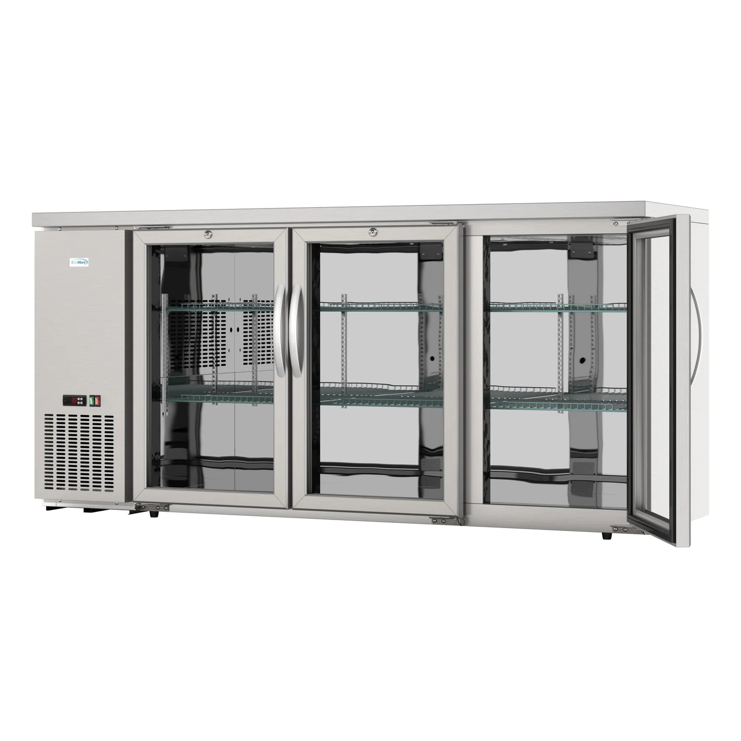 72" 3-Door Back Bar Cooler – 18 Cu. Ft LED Fridge