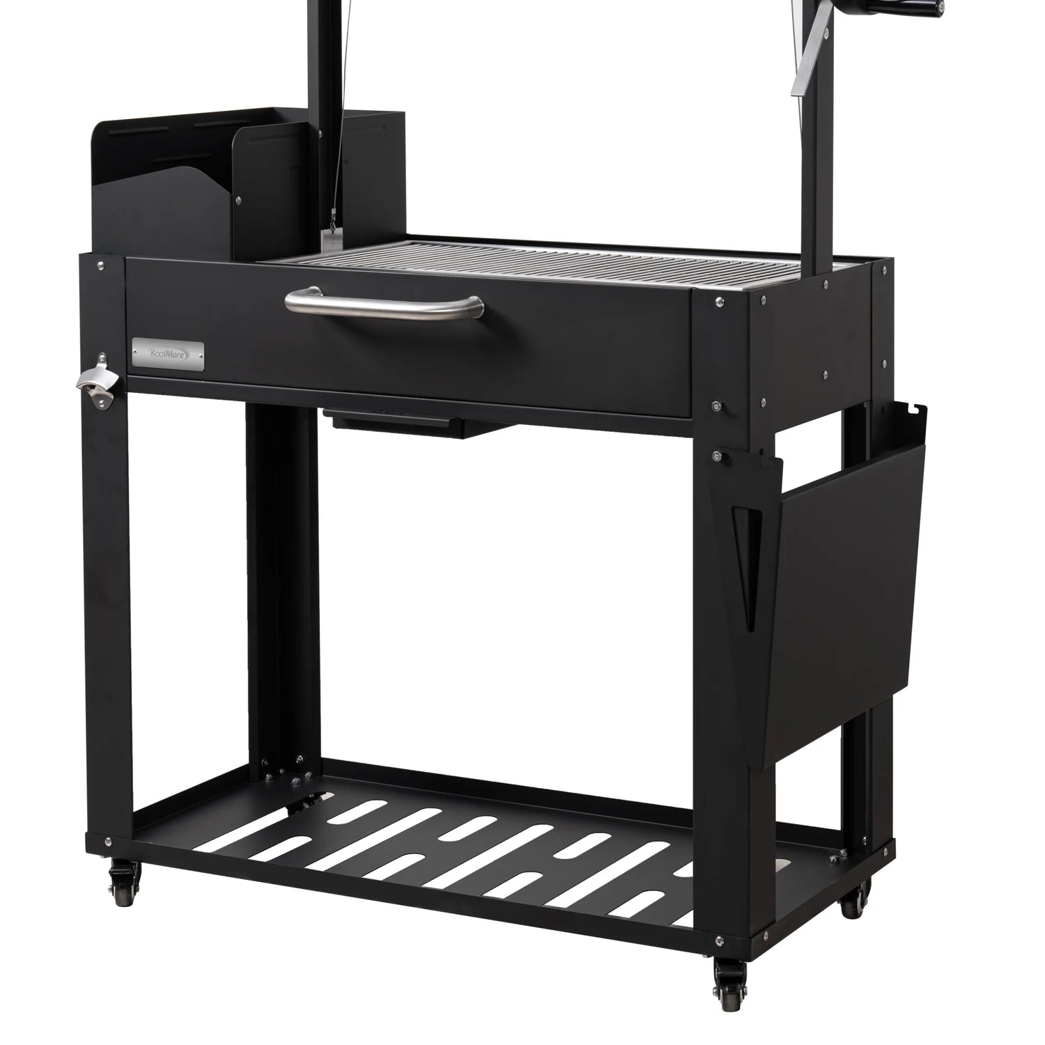 Argentine Charcoal Grill, Adjustable Grate Outdoor BBQ, in Black, 54 In.