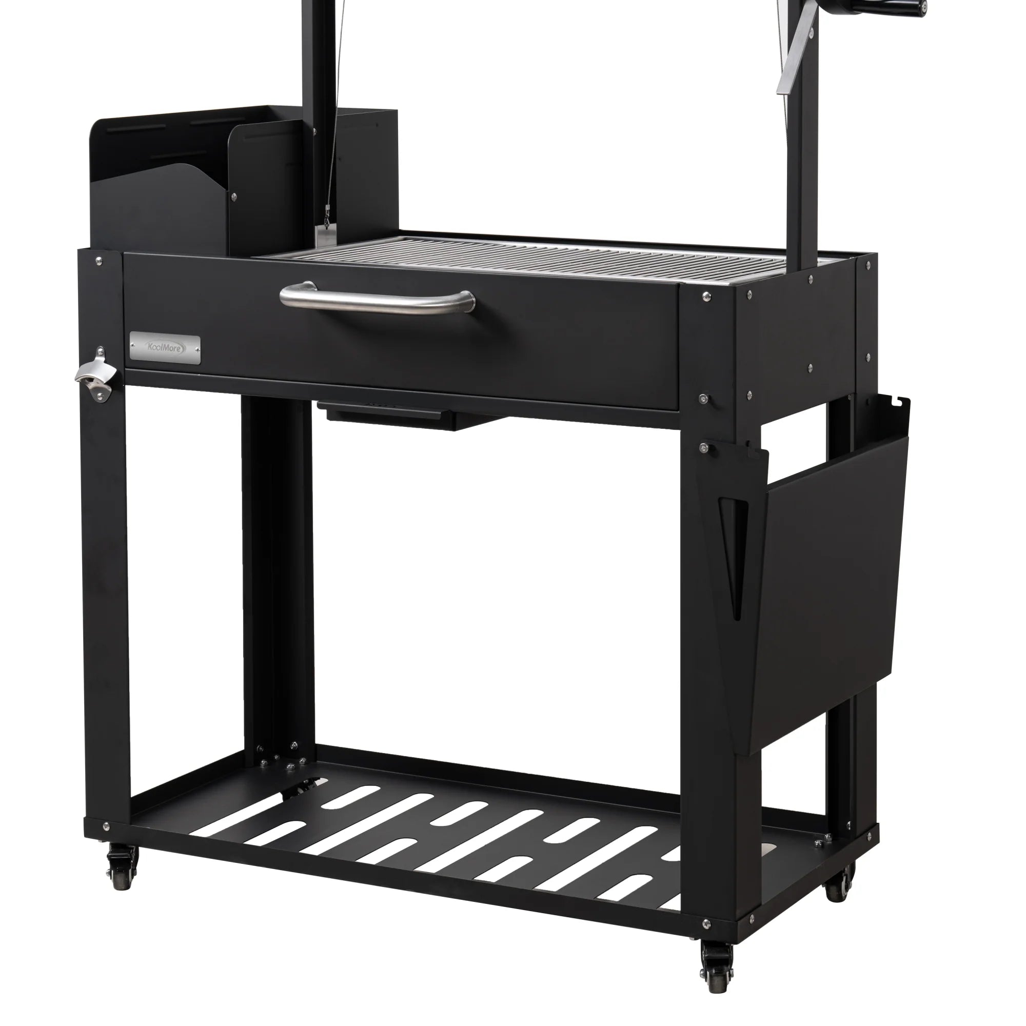 Argentine Charcoal Grill, Adjustable Grate Outdoor BBQ, in Black, 54 In.