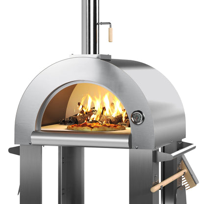 KoolMore Outdoor Kitchen Series Modular Kitchen with a Dual Fuel Pizza Oven, Refrigerator and Cabinet, Sink, 30 in. BBQ Grill And Grill Cabinet in Stainless-Steel
