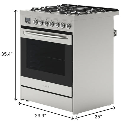 Stainless-Steel Professional Gas Range, 30 In.