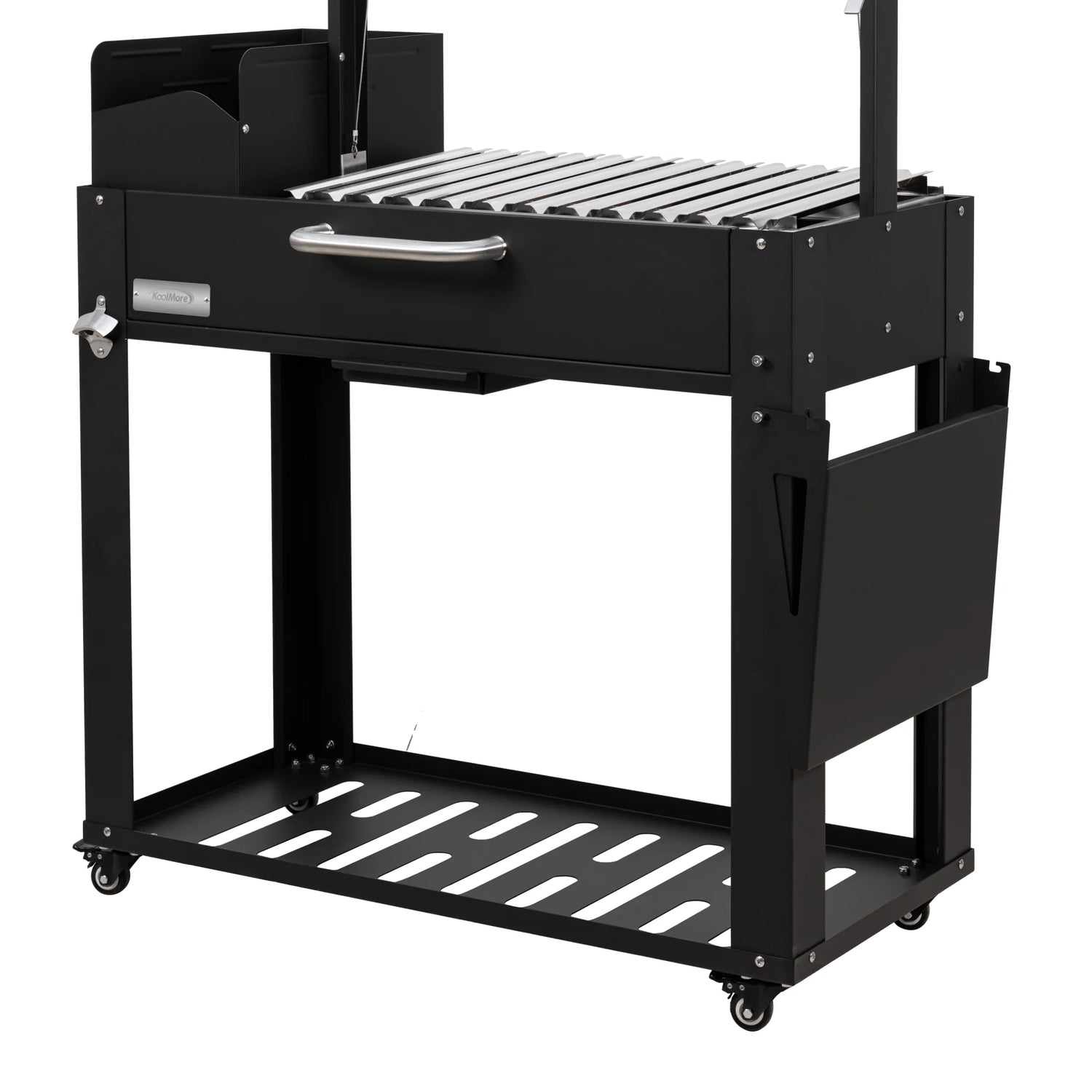 Argentine Charcoal Grill with Interchangeable V-Grates, Outdoor BBQ, in Black, 54 In.
