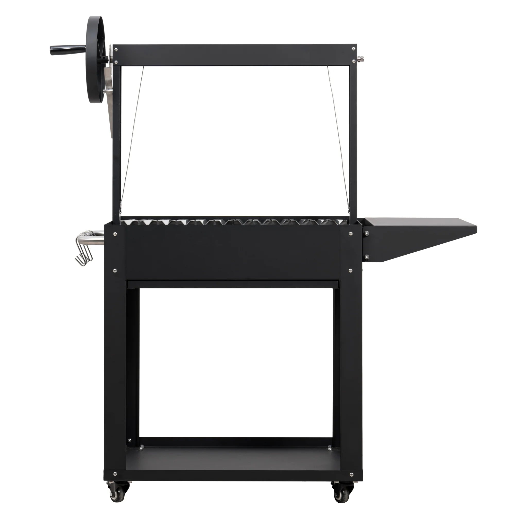 Argentine Charcoal Grill with Interchangeable V-Grates, Outdoor BBQ, in Black, 50 In.
