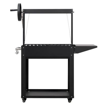 Argentine Charcoal Grill with Interchangeable V-Grates, Outdoor BBQ, in Black, 50 In.
