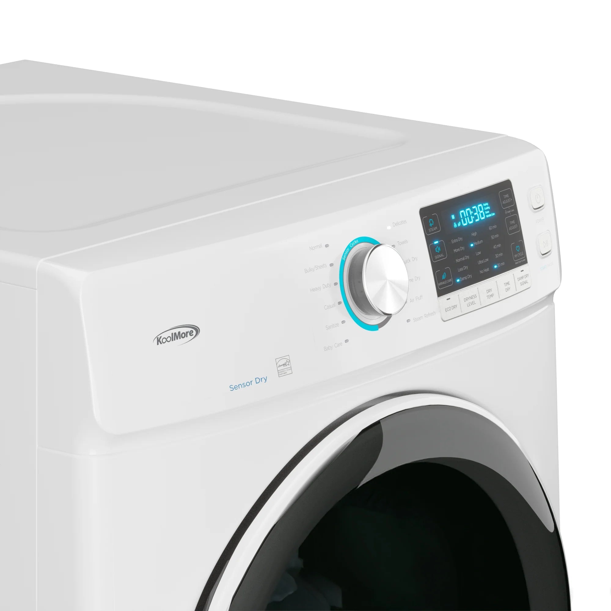 Large Capacity Stackable Vented Electric Front Load Dryer in White, 240V, 8 cu, ft.