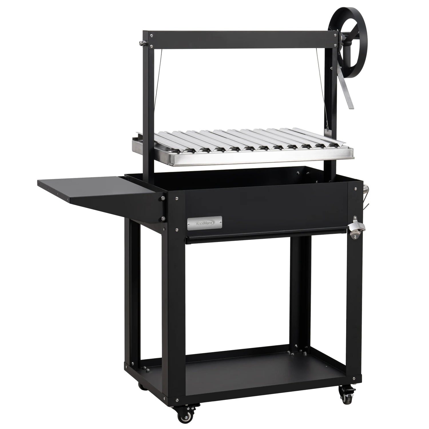 Argentine Charcoal Grill with Interchangeable V-Grates, Outdoor BBQ, in Black, 50 In.