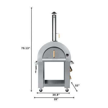 KoolMore Outdoor Kitchen Series Modular Kitchen with a Dual Fuel Pizza Oven, Refrigerator and Cabinet, Sink, 30 in. BBQ Grill And Grill Cabinet in Stainless-Steel