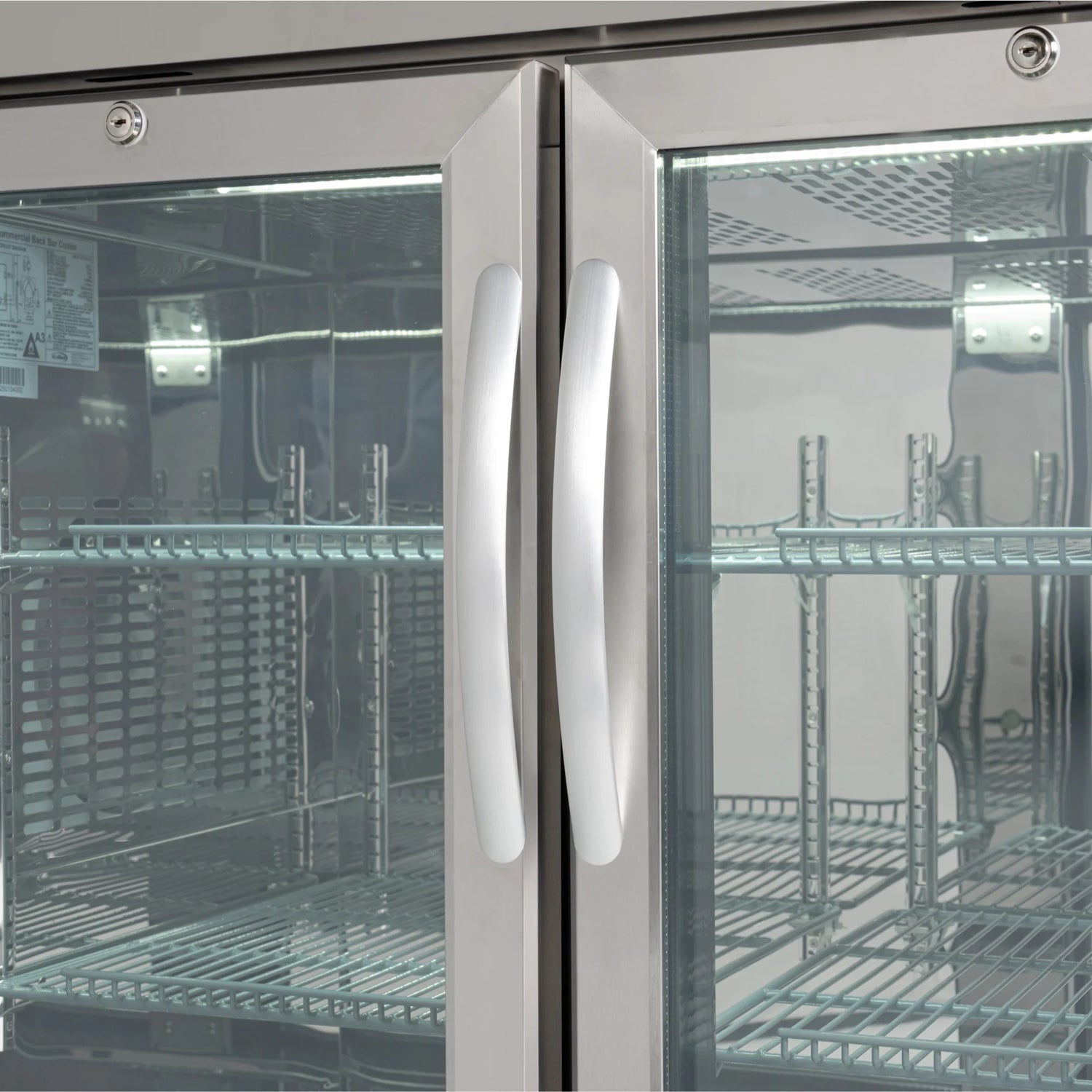 72" 3-Door Back Bar Cooler – 18 Cu. Ft LED Fridge