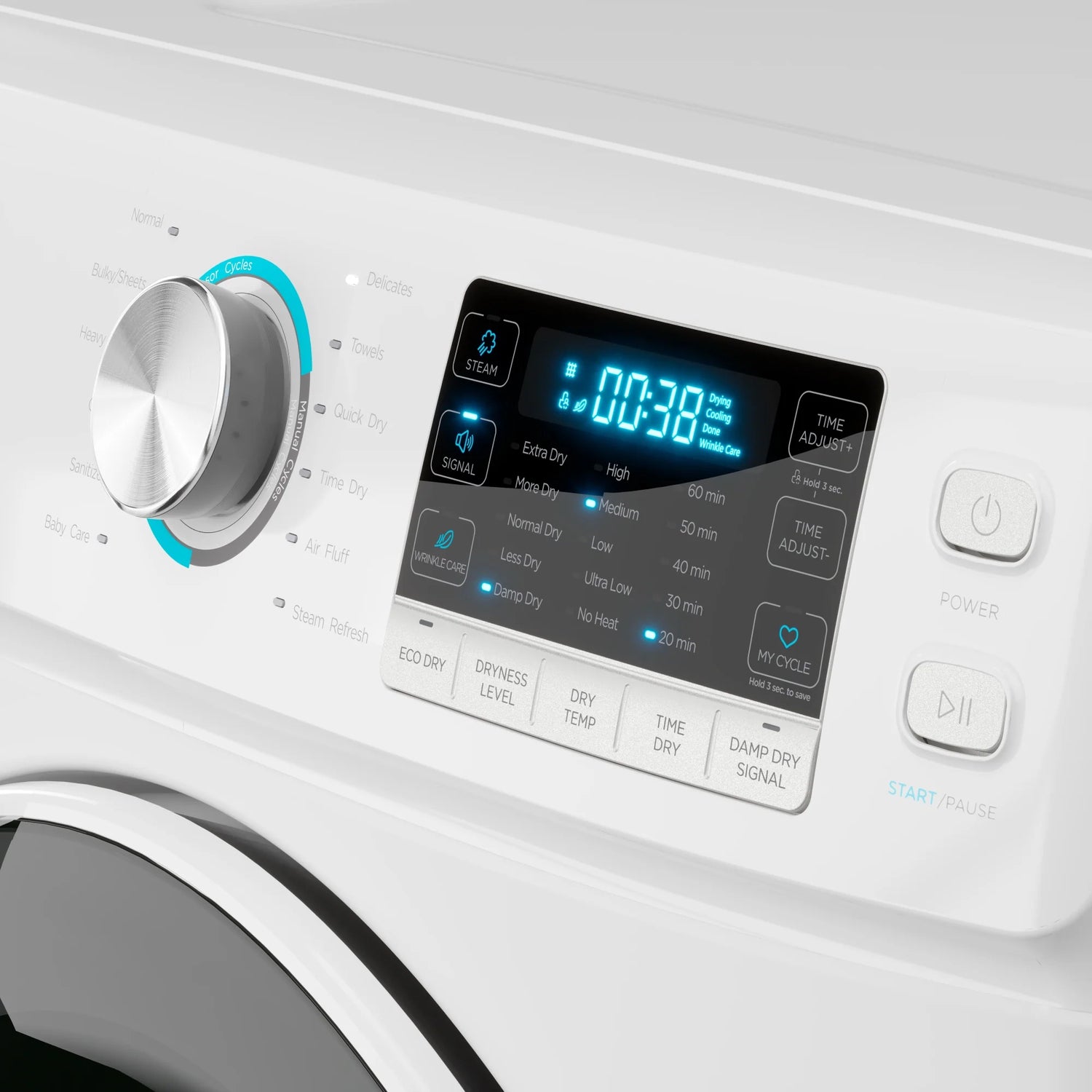 Large Capacity Stackable Vented Electric Front Load Dryer in White, 240V, 8 cu, ft.