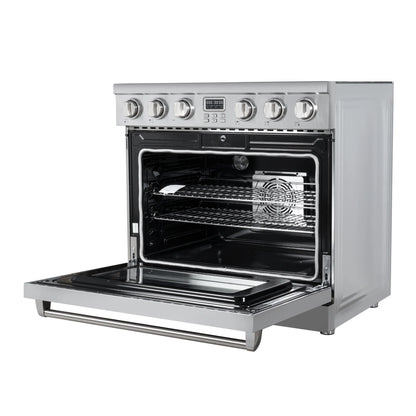 Professional Electric Range with 16600W of Power, 240V in Stainless-Steel, 36 In.