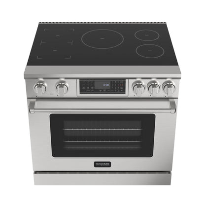 KoolMore Reserve 36 in. Electric Induction Range Oven with Ceramic Glass Cooktop, True Convection, 240V, 6.0 Cu. Ft., Air Fry, Sync Burners, CSA Certified in Stainless Steel
