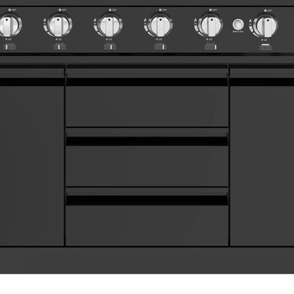 KoolMore Reserve Outdoor Kitchen Island with 6 Burner Grill, Sink, Storage Cabinet and Beverage Refrigerator in Black