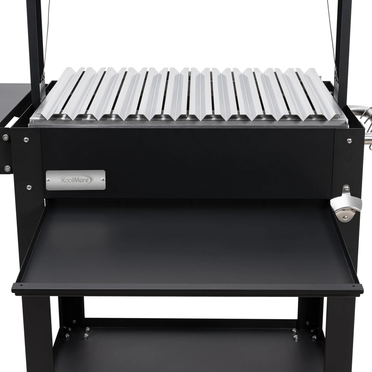 Argentine Charcoal Grill with Interchangeable V-Grates, Outdoor BBQ, in Black, 50 In.