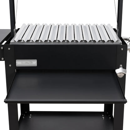 Argentine Charcoal Grill with Interchangeable V-Grates, Outdoor BBQ, in Black, 50 In.