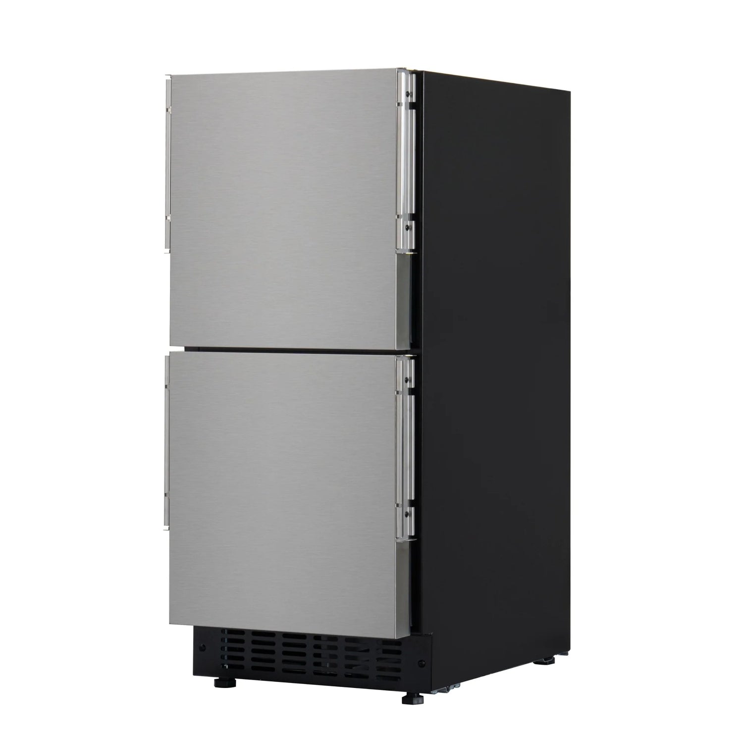Panel Ready Built-in Double Refrigerator, Frost-Free Undercounter Fridge with Digital Temperature Control and Stainless-Steel Drawers, 15 In.