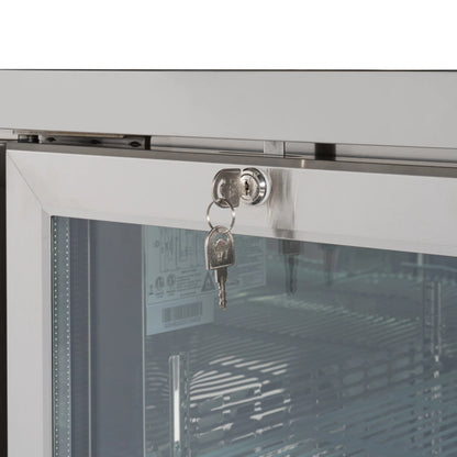 Commercial Two Glass Door Back Bar Cooler Refrigerator with Side Condenser and Compressor, LED Lighting, 11 Cu. Ft Capacity, 47 In.