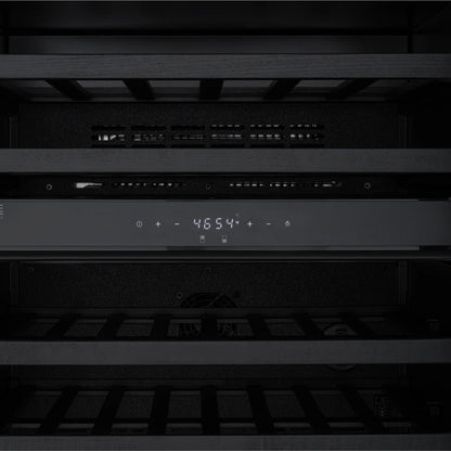KoolMore Reserve 24 in. Under-Counter Panel Ready Dual Zone Built-in Wine Cooler with Black Shelves and 45 Bottle Capacity in Black