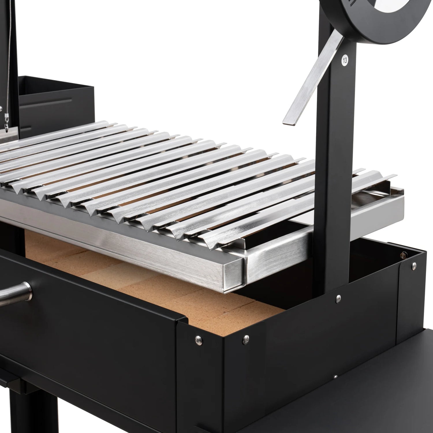 Argentine Charcoal Grill with Interchangeable V-Grates, Outdoor BBQ, in Black, 54 In.