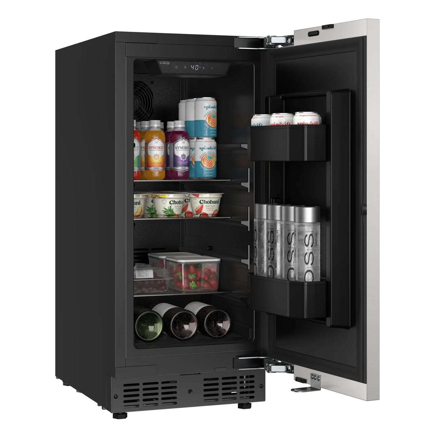 Built-In Panel Ready Undercounter Beverage Refrigerator, Compact with Digital Temperature Control, Glass Shelves, Security Lock, 15 In.