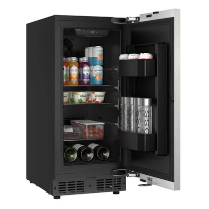 Built-In Panel Ready Undercounter Beverage Refrigerator, Compact with Digital Temperature Control, Glass Shelves, Security Lock, 15 In.