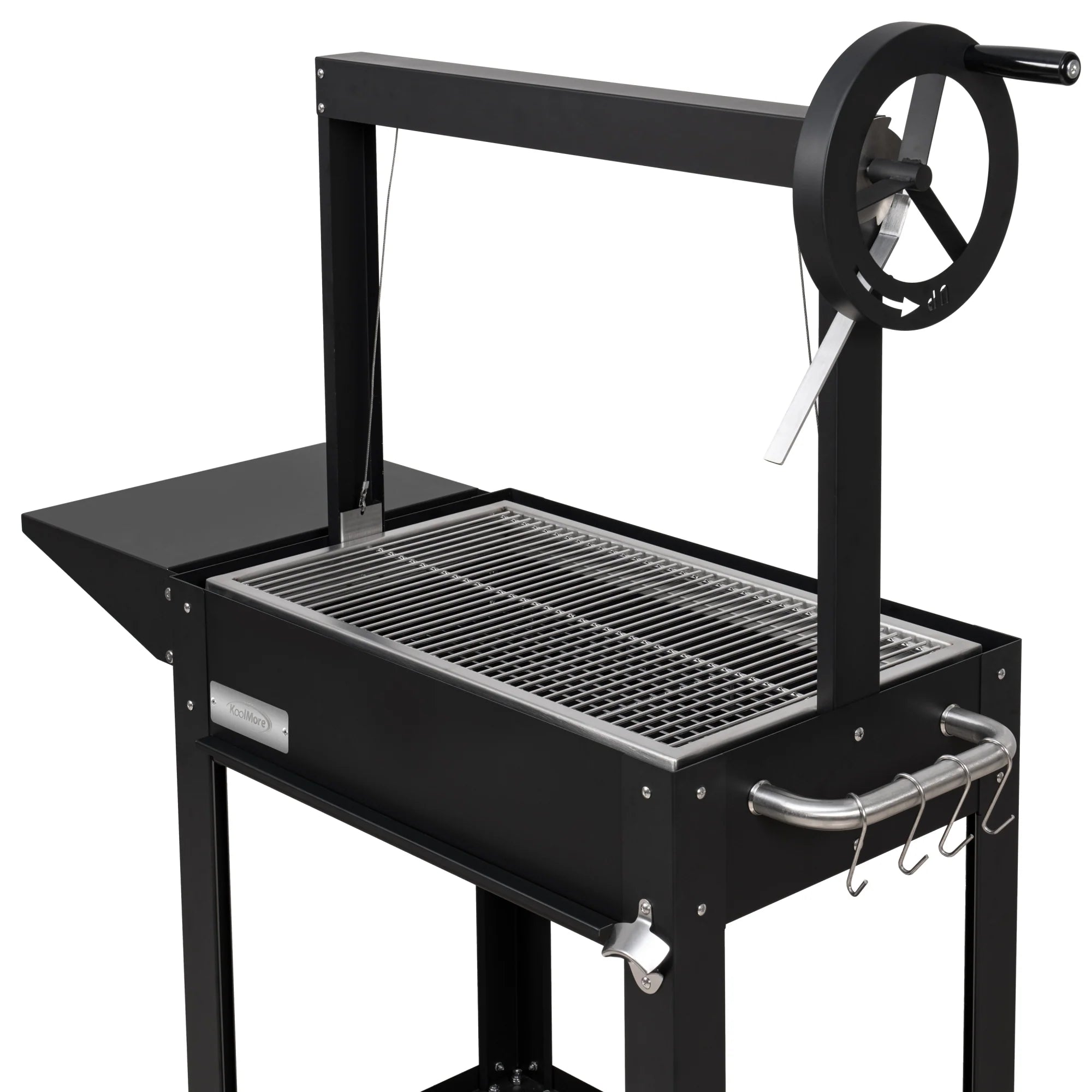 Argentine Charcoal Grill, Adjustable Grate Outdoor BBQ, in Black, 50 In.