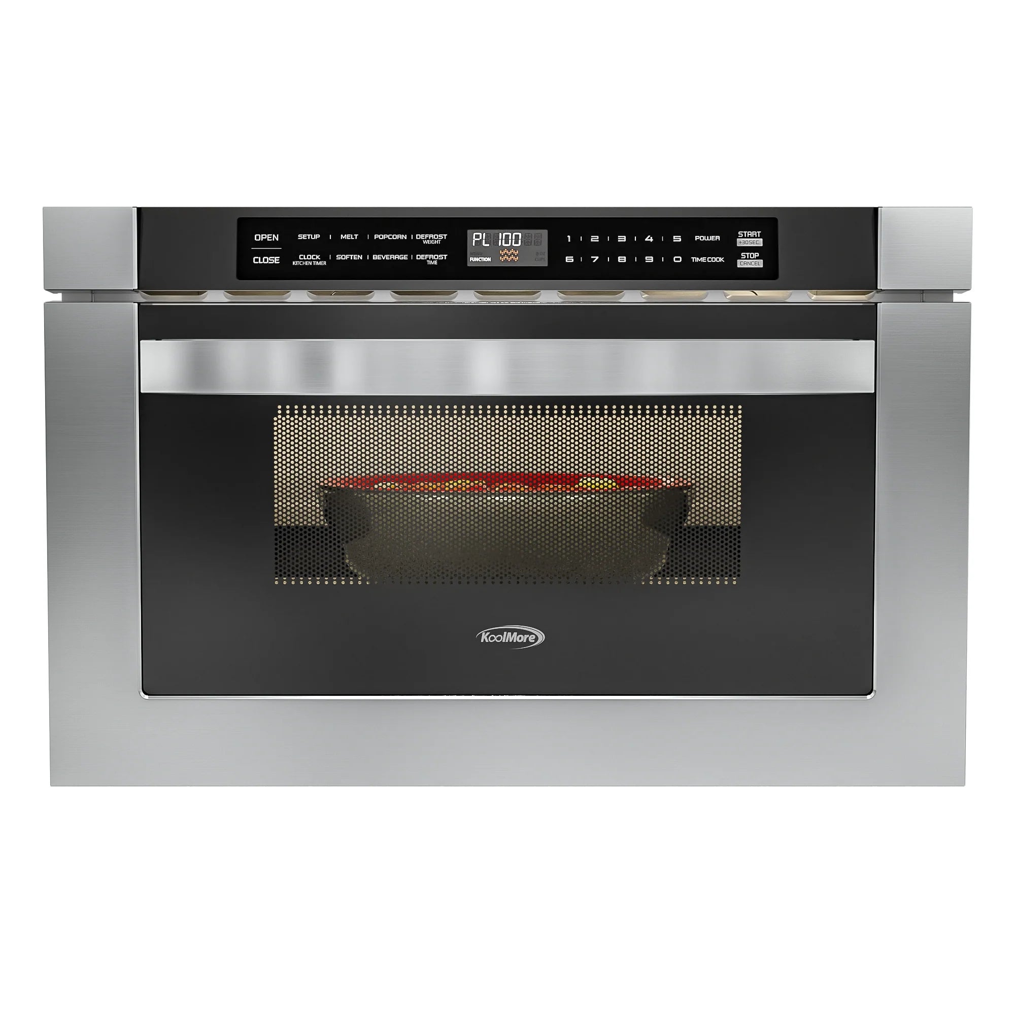 Stainless-Steel Microwave Drawer, Wall-Mounted with Flat Bottom,1.2 Cu. Ft., 24 In.