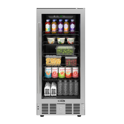 Small Stainless Steel Built-In Refrigerator and Beverage Cooler, 3 cu. ft. 15 In.