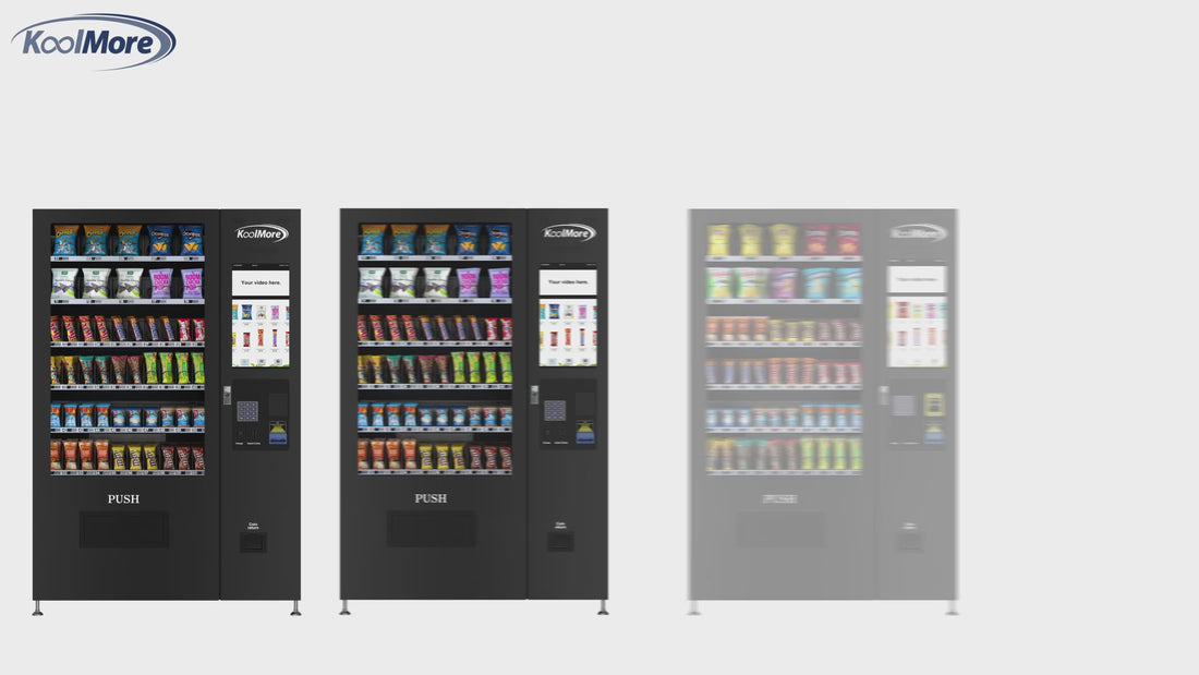 60-Slot Snack Vending Machine with 22-inch Touch Screen in Black, Non-Refrigerated., 50 In.